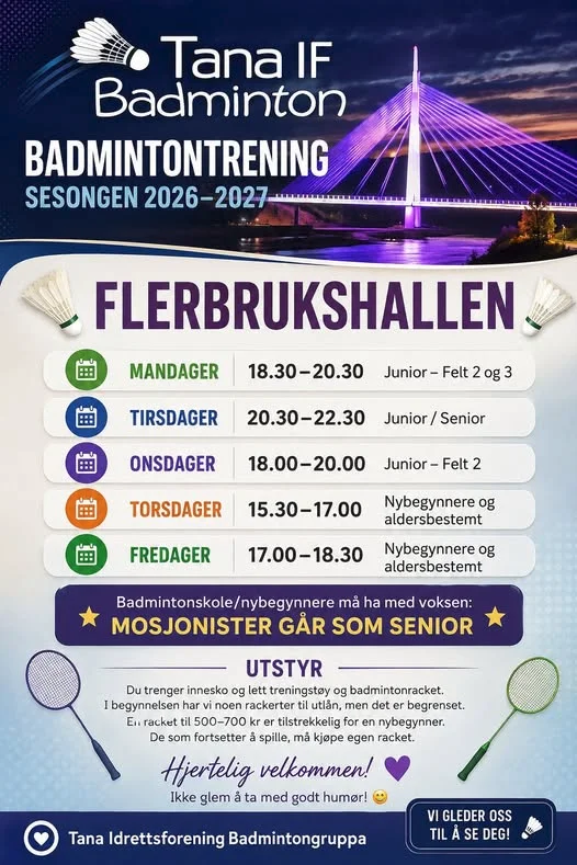 Badmintontrening - sesongen 2026-2027